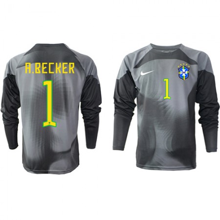 Camiseta de fútbol Brasil A.Becker 1 Portero 1ª equipación Copa Mundo 2022 Manga Larga